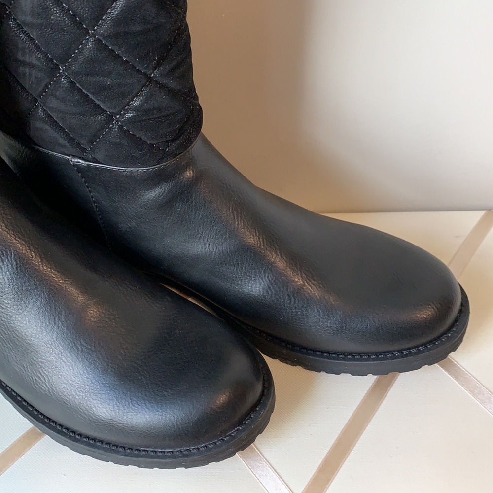 Quilted Over the Knee Black Tall Riding Boots - Picture 6 of 8